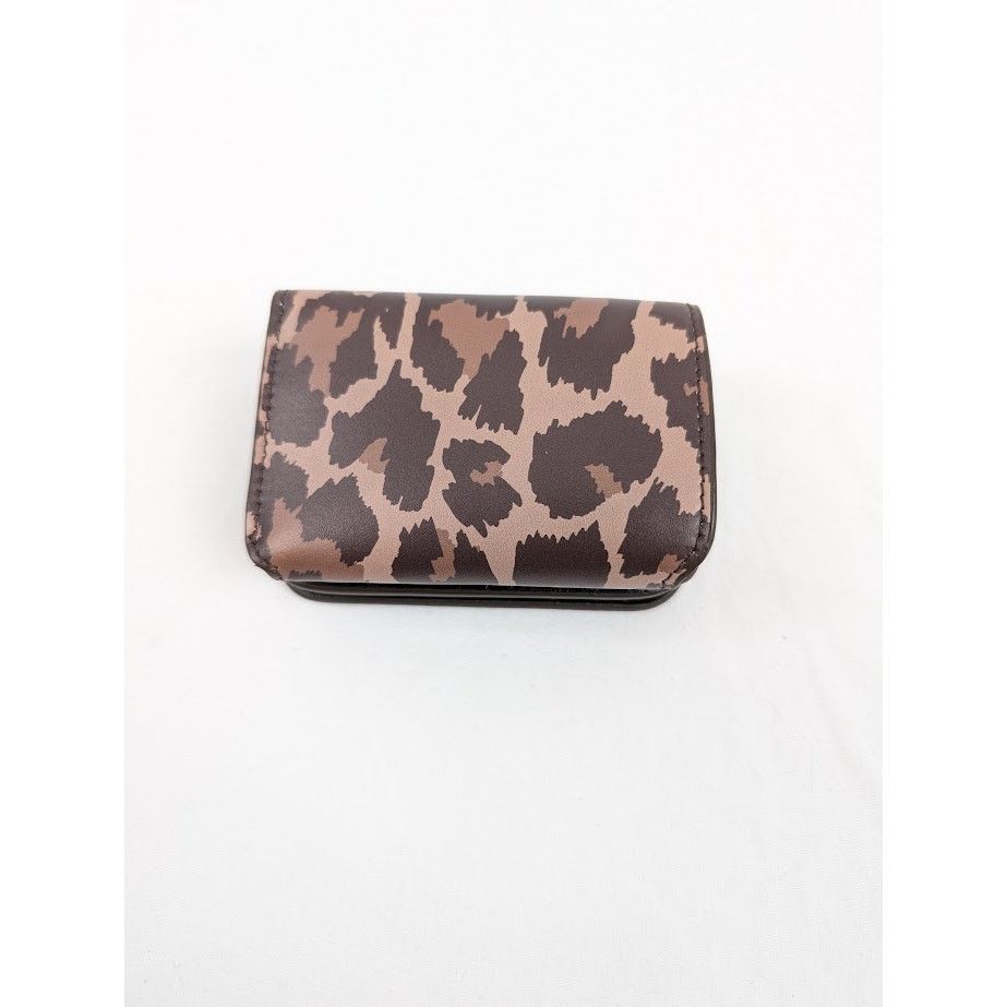 Balenciaga o1rshd1 Size:OS /Calfskin Logo Print Tri-Fold Wallet Leopard Size ONE SIZE - 7 Thumbnail