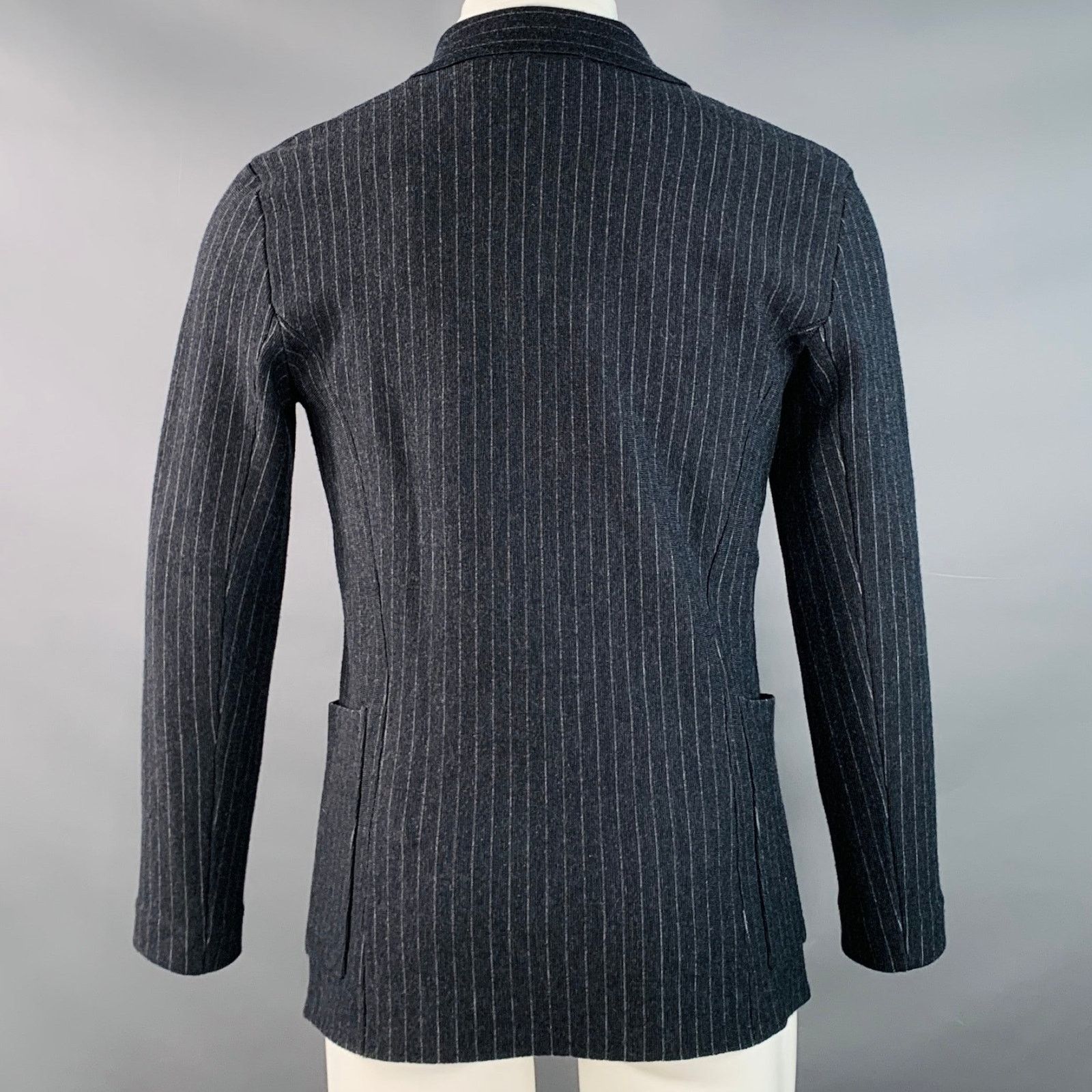 Emporio Armani AND OF OUTSIDERS Charcoal Breasted Notch Lapel Coat Size 36R - 4 Thumbnail