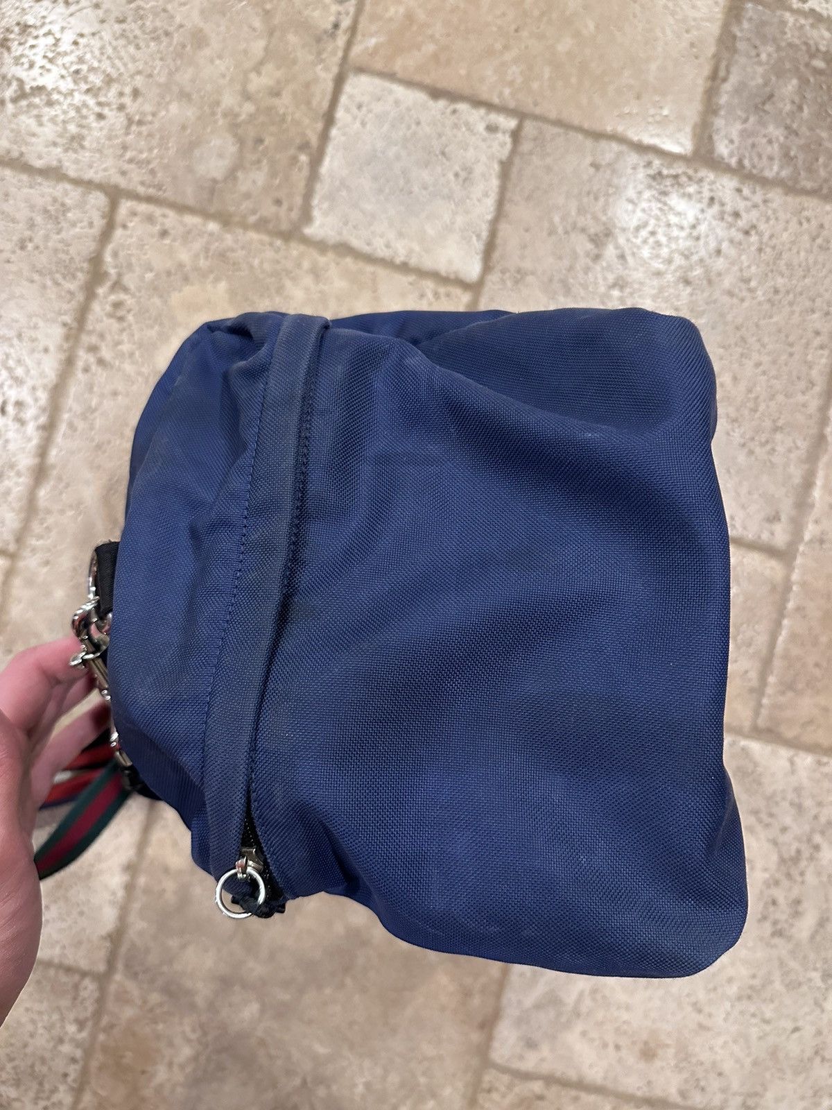 Gucci Gucci Navy Cotton / Canvas Duffle Logo Bag Size ONE SIZE - 10 Thumbnail