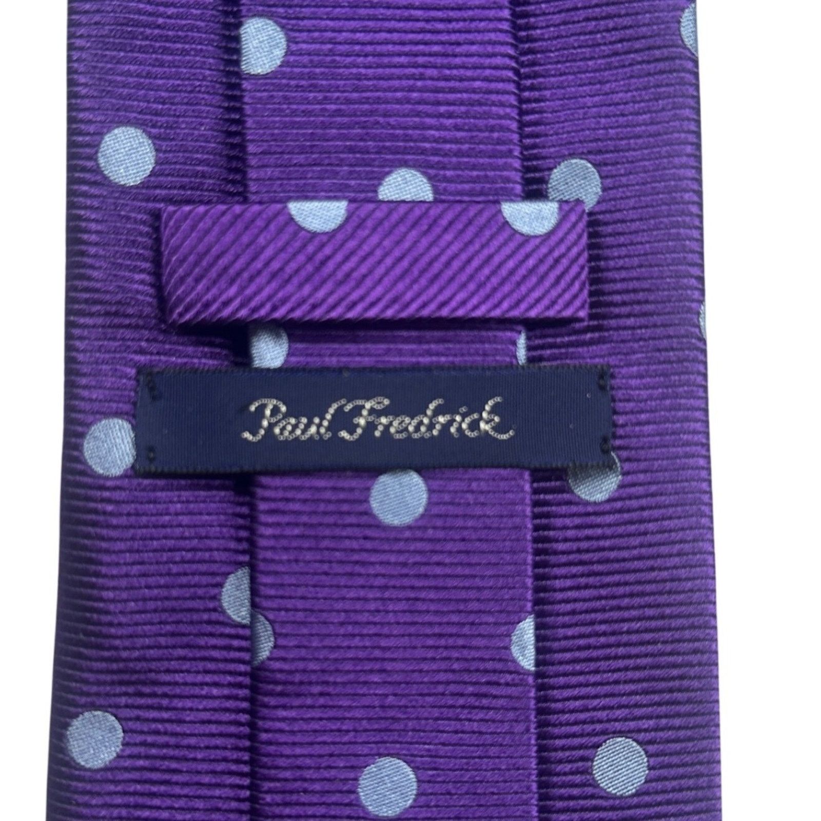 Paul Fredrick Paul Fredrick Mens Silk Polka Dot Tie Purple Formal Necktie Size ONE SIZE - 4 Thumbnail
