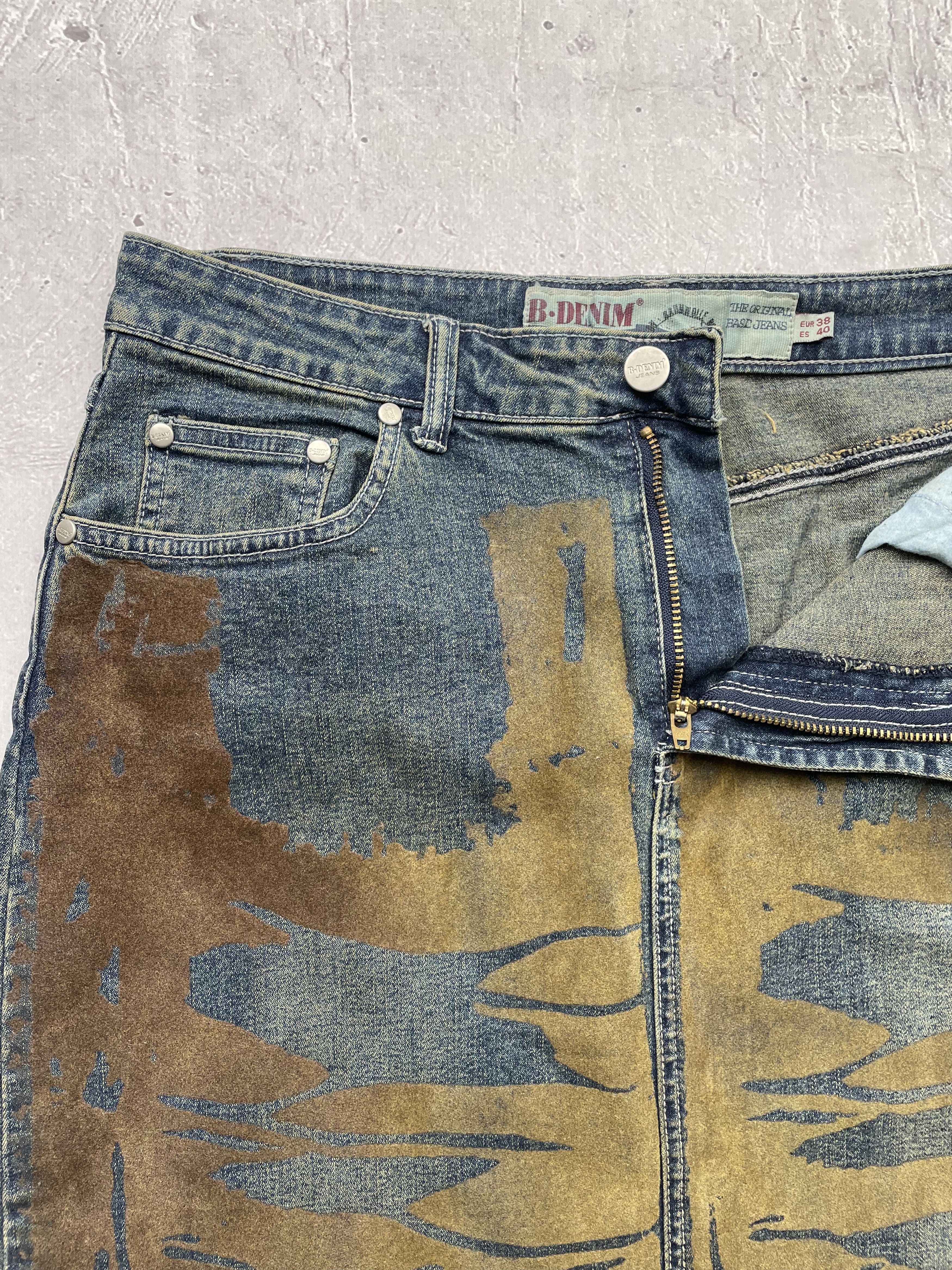 Vintage Vintage Denim Velour Midi Skirt Size 26" / US 2 / IT 38 - 6 Thumbnail
