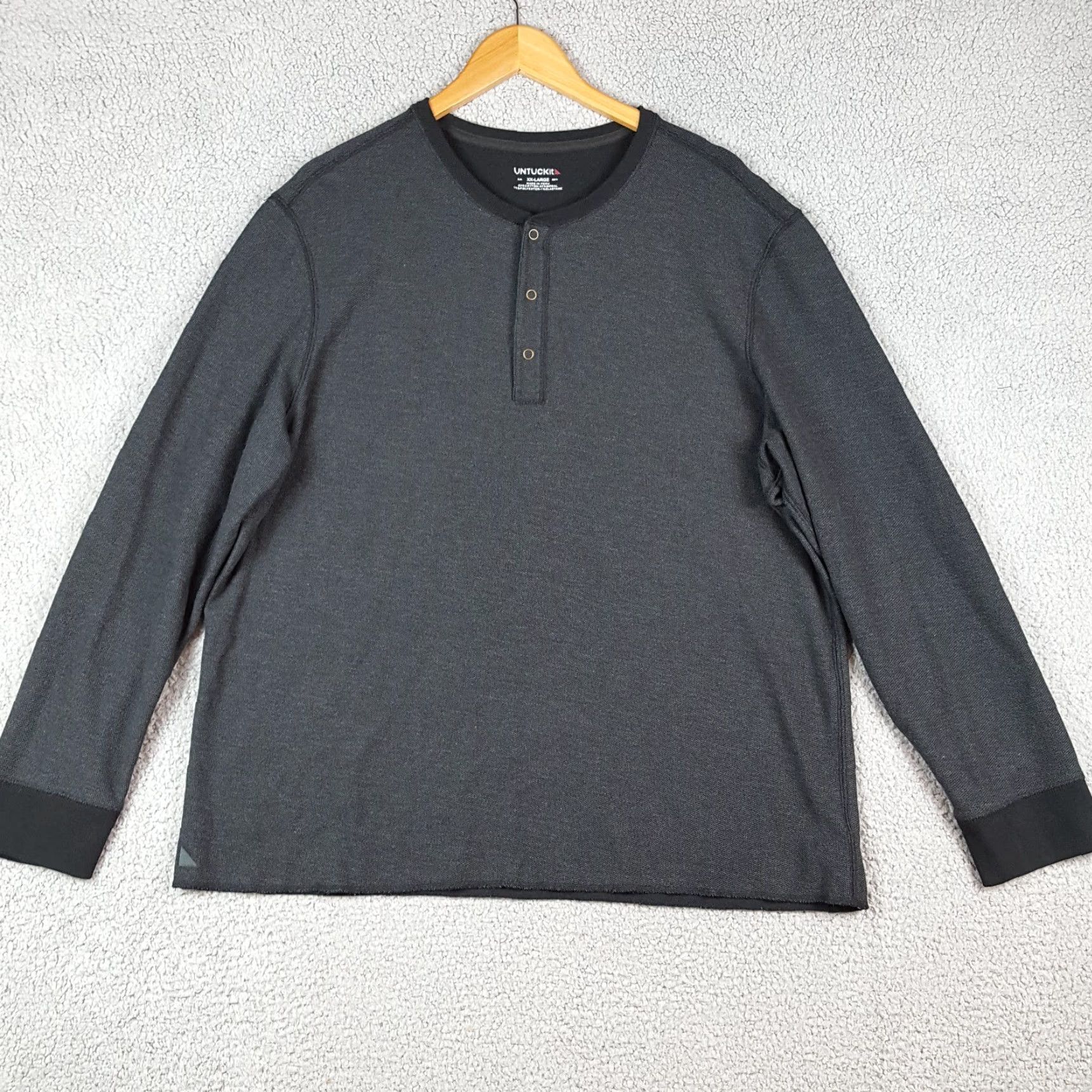UNTUCKit UNTUCKit Schrock Henley Long Sleeve Gray Men's 2XL T Shirt Pullover XXL 2XL Size US XXL / EU 58 / 5 - 2 Thumbnail