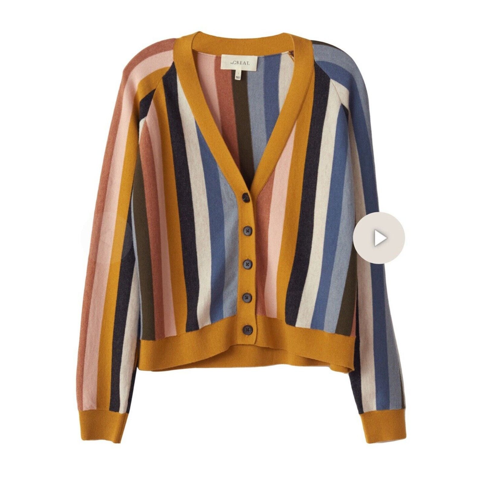 THE GREAT THE GREAT Sweater Womens Size 2 M The Boxy Cardigan Striped Size M / US 6-8 / IT 42-44 - 2 Thumbnail