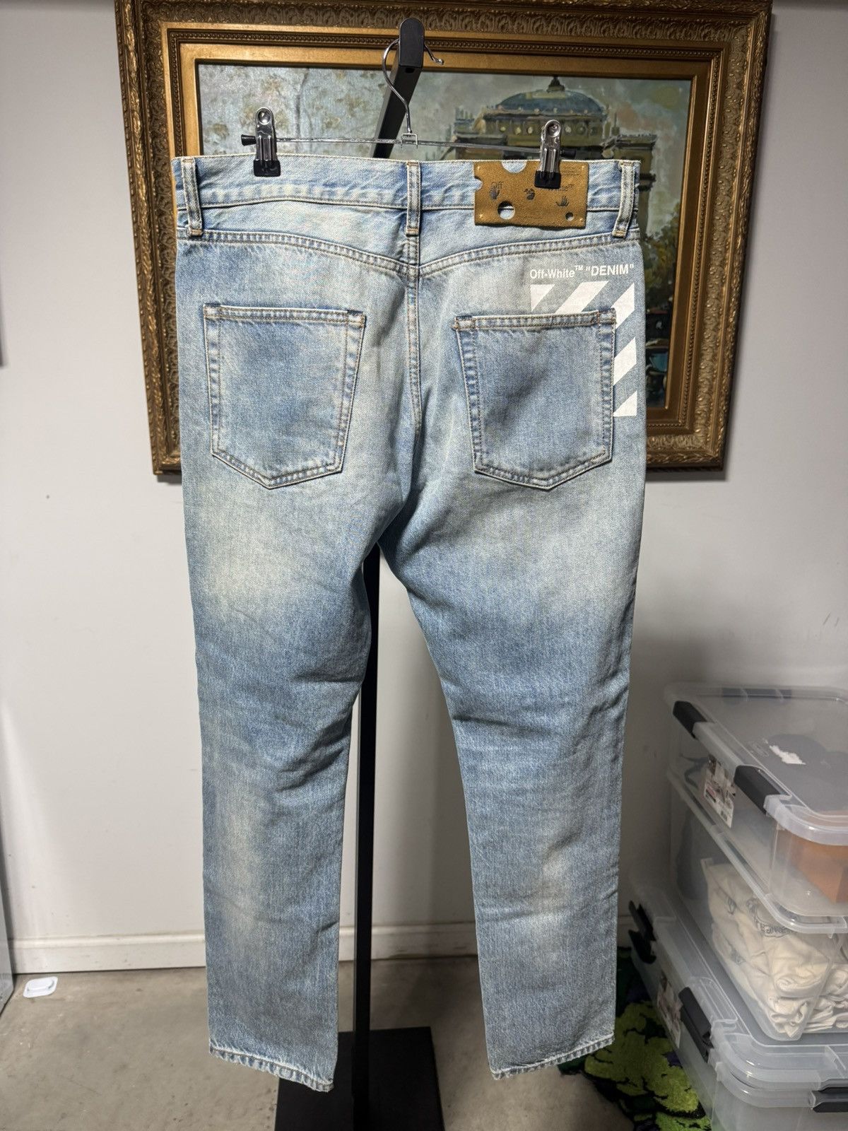 Off-White Off White Diagonal Print Washed Denim Jeans Size US 32 / EU 48 - 2 Thumbnail