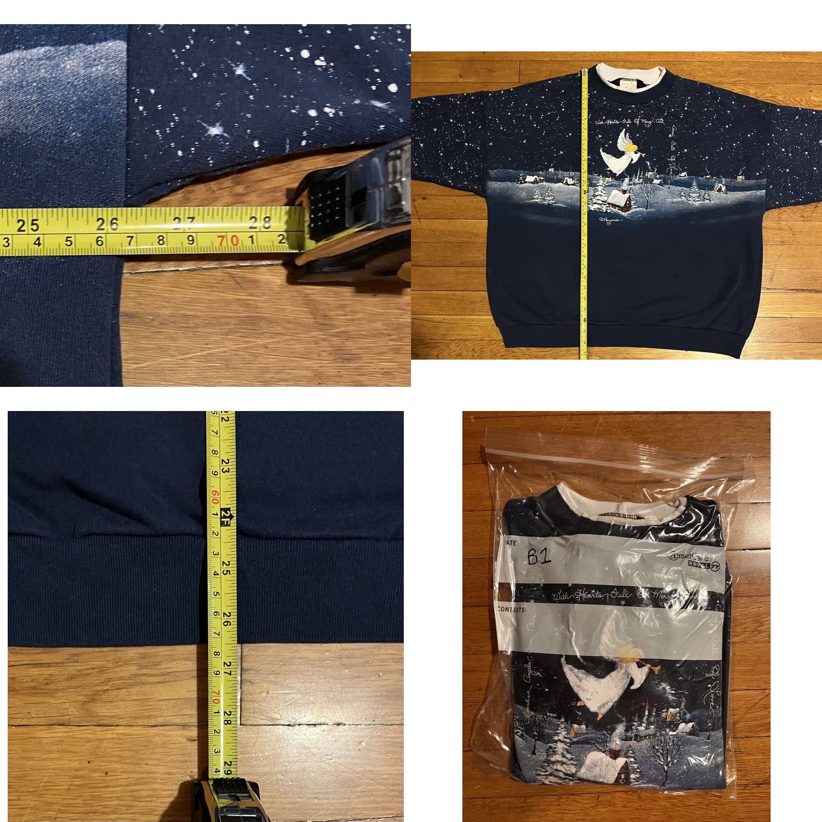 Vintage VINTAGE Artisans Sunschein Designs Christmas Sweater Women’s 2XL Blue Oversized Graphic Print Crew Neck Long Sleeve Pullover Knit Holiday Retro Size XXL / US 16-18 / IT 52-54 - 9 Thumbnail
