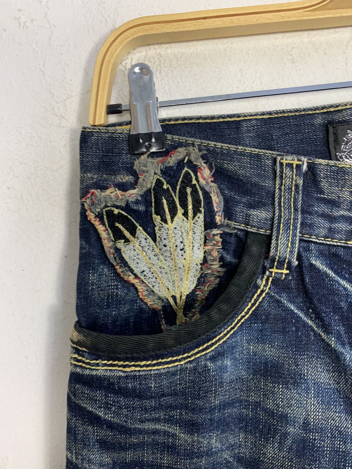 Japanese Brand Red Pepper Gold Label Embroidery Logo Indigo Denim Jeans Size US 30 / EU 46 - 5 Thumbnail