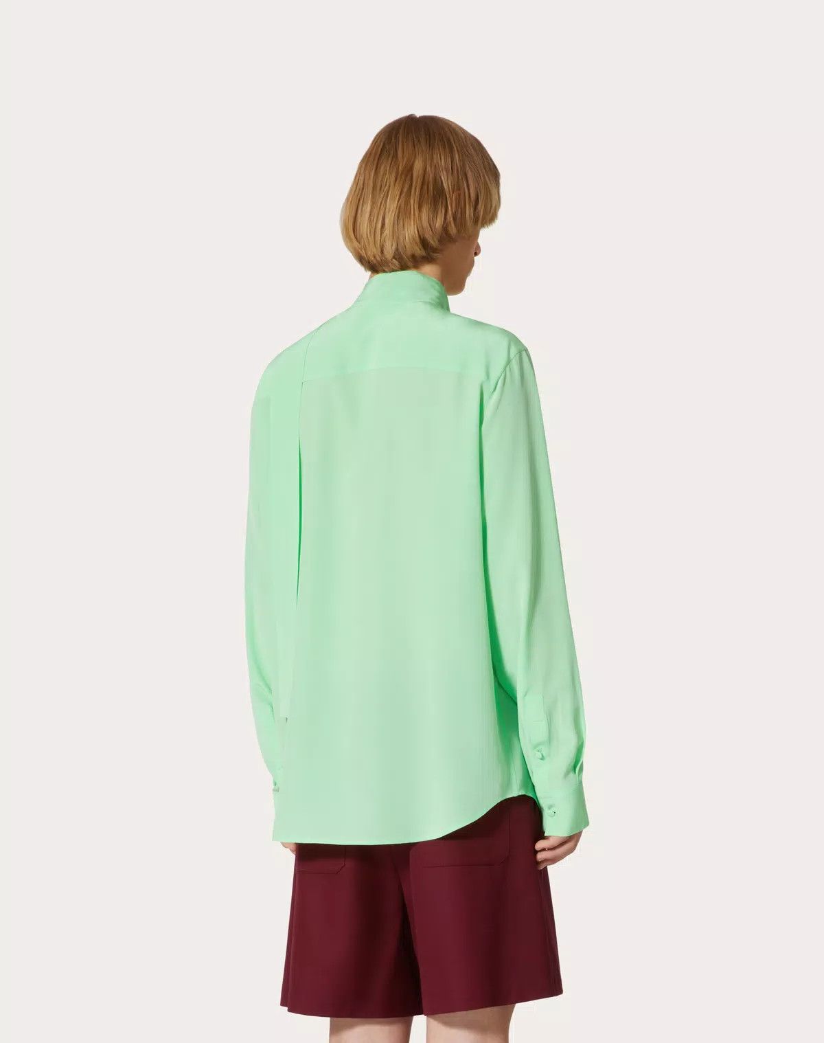Valentino oc11z0625 Washed Silk Shirt in Light Mint Green Size US S / EU 44-46 / 1 - 6 Thumbnail