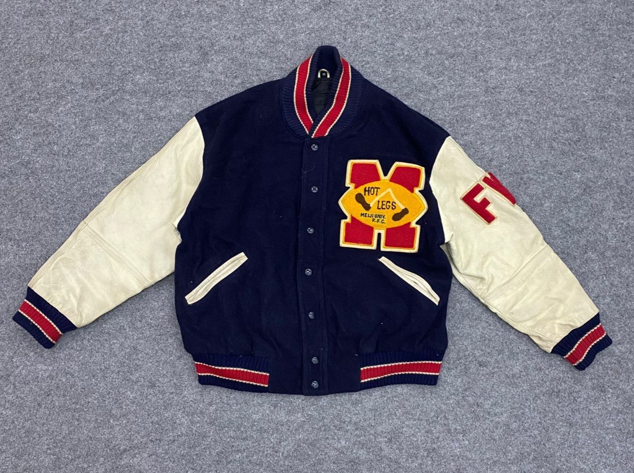 Japanese Brand 💥Best Offer💥Vintage Hot Legs Meiji Univ. Varsity Jacket Size US L / EU 52-54 / 3 - 1 Thumbnail