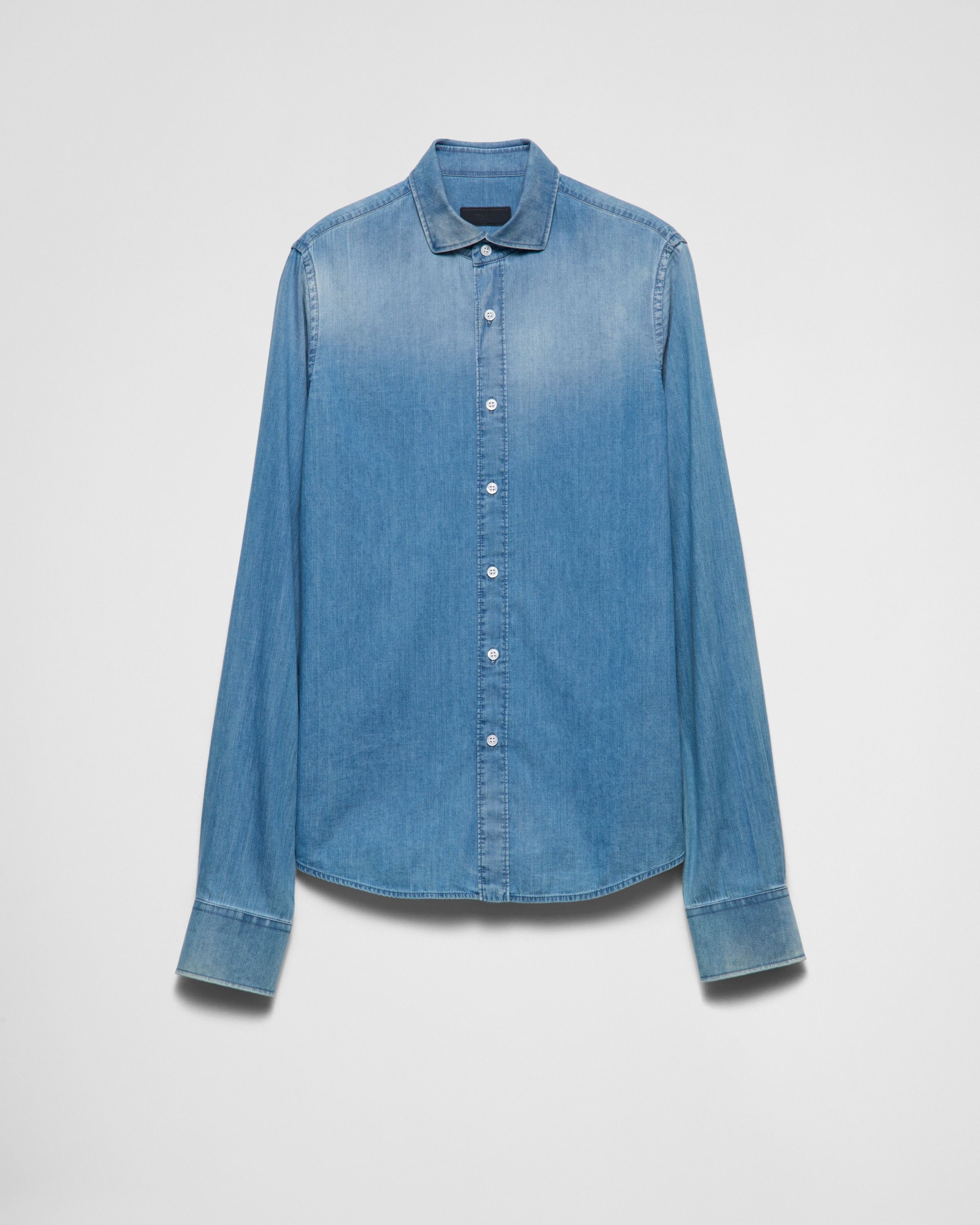 Prada o1bcso1str1025 Lightweight Denim Shirt in Blue Size US S / EU 44-46 / 1 - 1 Thumbnail