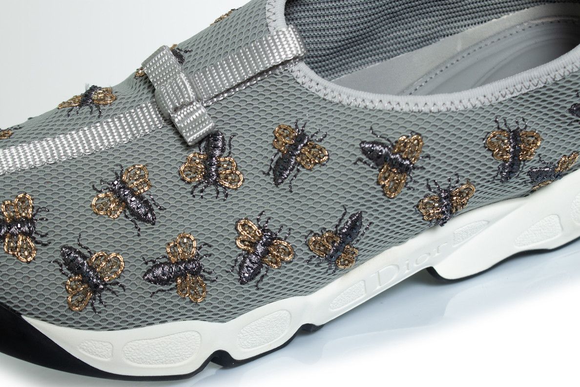 Dior Dior, grey bee embellished mesh fusion sneakers Size US 10.5 / IT 40.5 - 8 Thumbnail