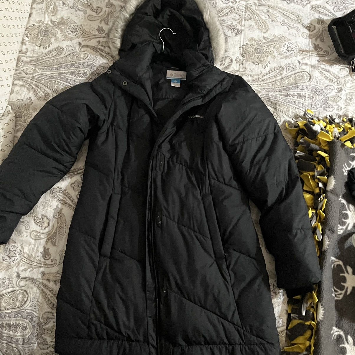 image of Columbia Black Calf Length Parka Jacket Size Medium, Women's