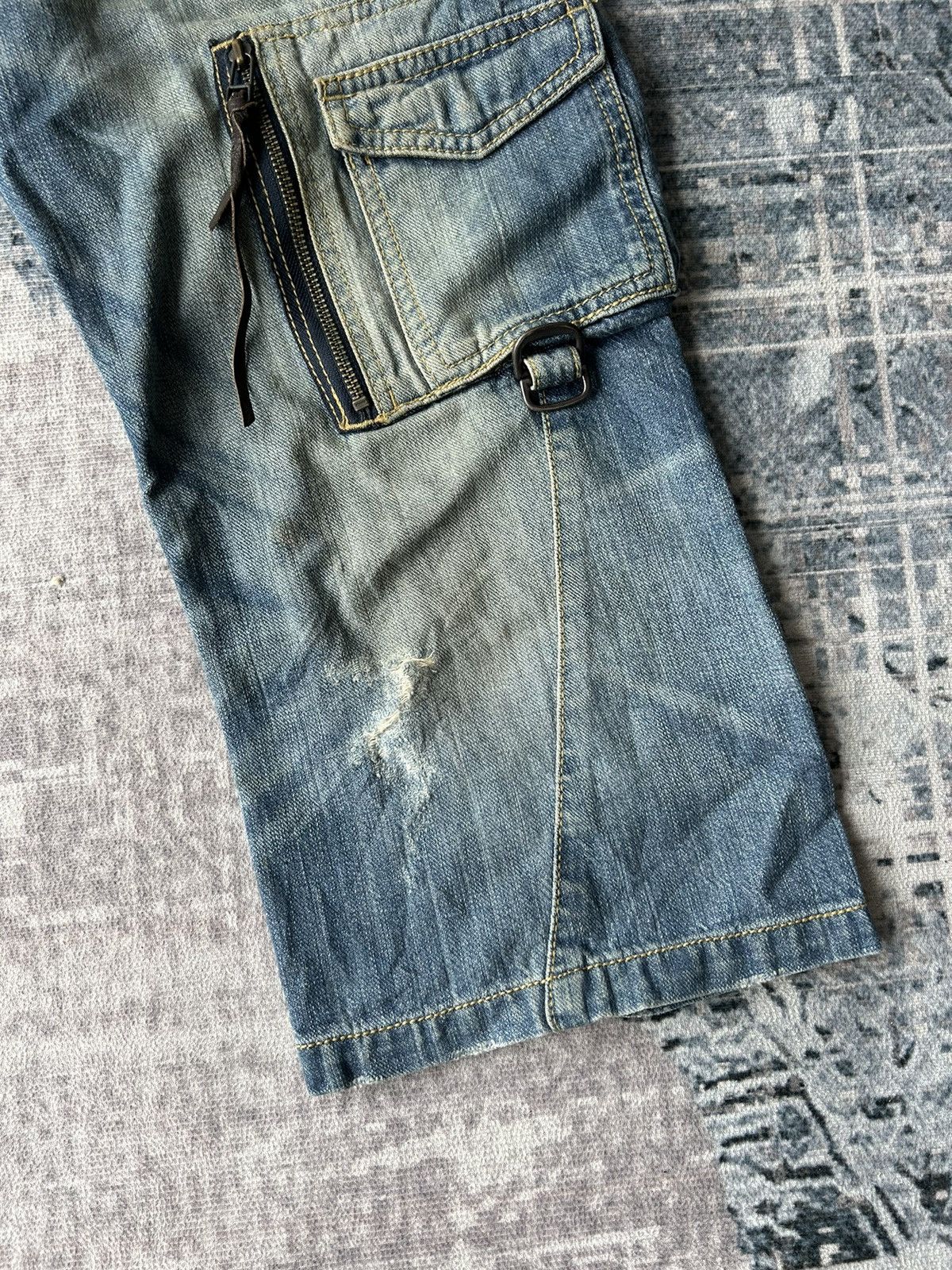 If Six Was Nine Nicole Men Distressed Cargo Jeans Size US 32 / EU 48 - 4 Thumbnail