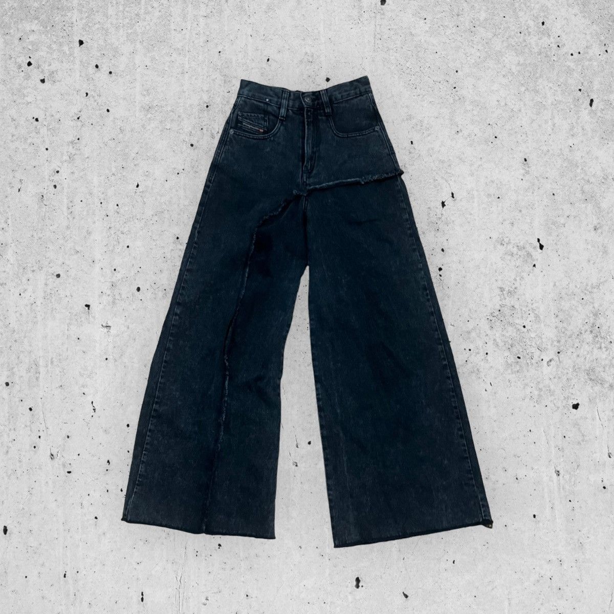 image of Diesel Fabric Baggy Jeans Wide Leg in Black, Women's (Size 24)