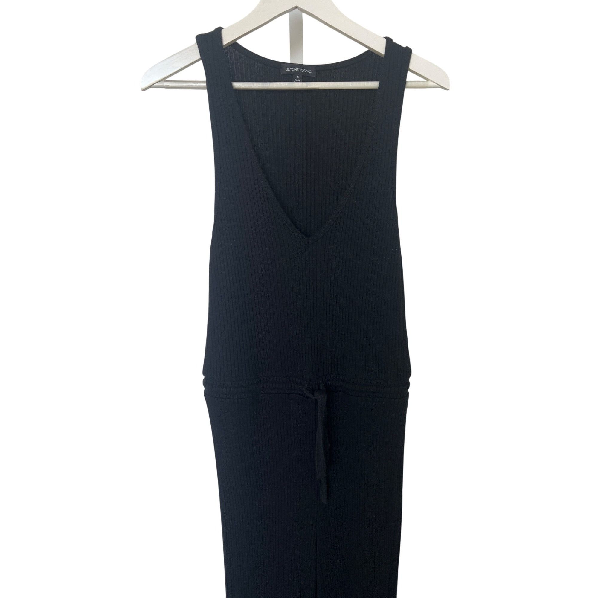 Beyond Yoga Beyond Yoga Black Ribbed Jetsetter Jumpsuit Sleeveless V-Nec Size 28" / US 6 / IT 42 - 2 Thumbnail
