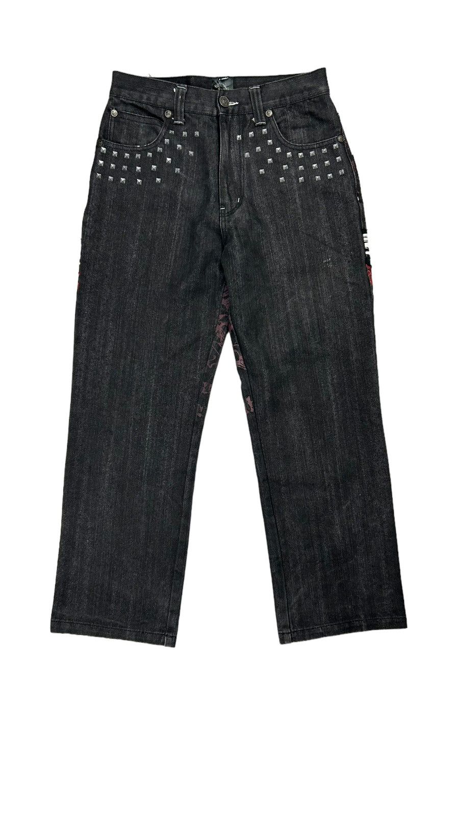 Image of Archival Clothing x Southpole Super Y2K Skull Print Baggy Southpole Style Jeans in Black (Size 30)