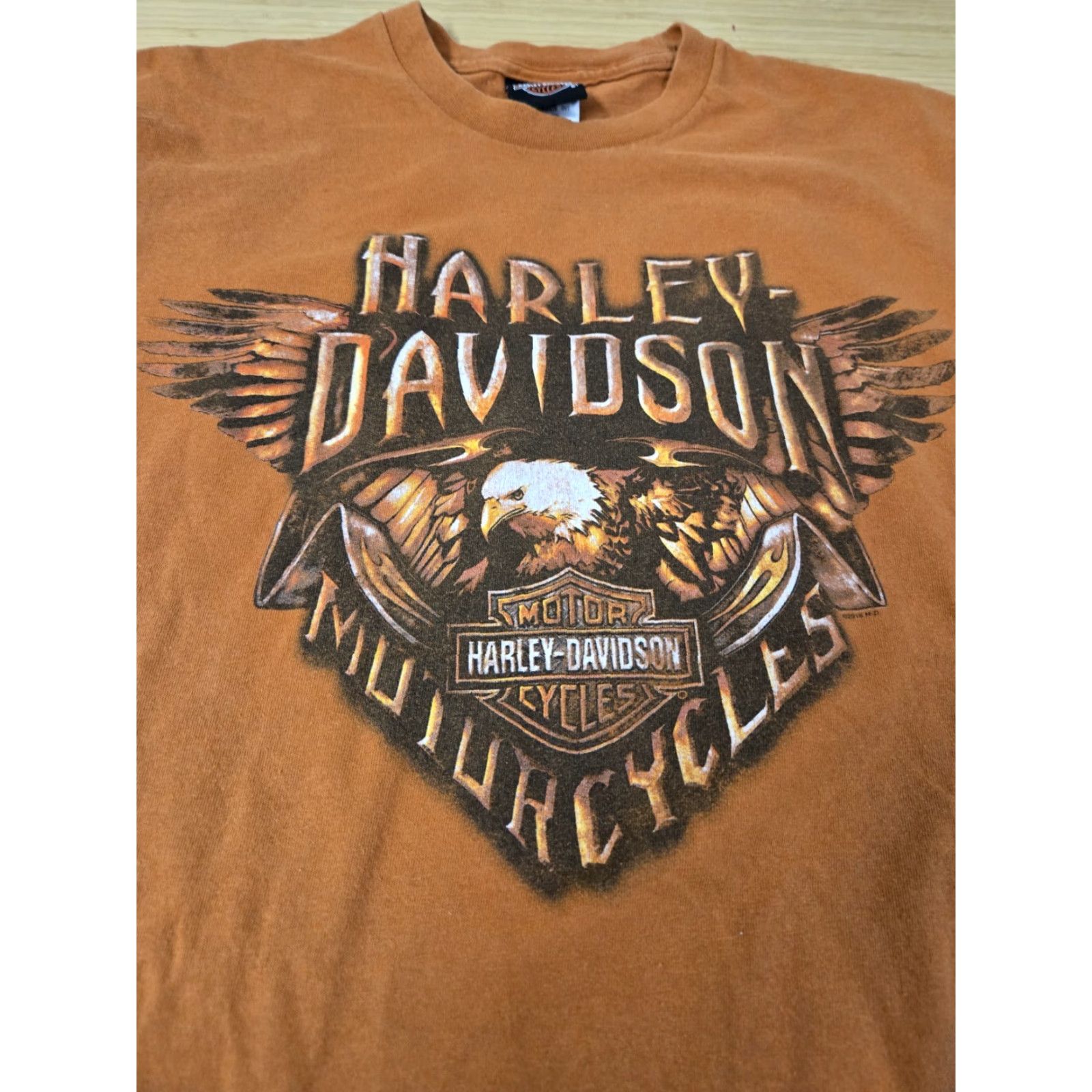 Harley Davidson VINTAGE Harley-Davidson T-Shirt Men L Orange Graphic Print Eagle Horse Desert Biker Motorcycle 2010s Double-Sided Size US L / EU 52-54 / 3 - 2 Thumbnail