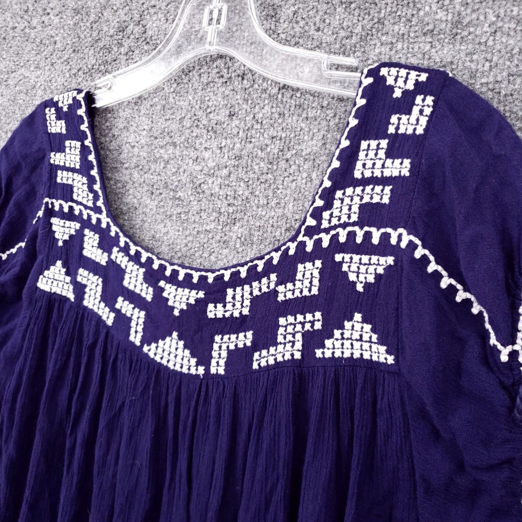Forever 21 FOREVER 21 Dress Women S Blue Mini Sundress Embroidered Square Neck Summer Size S / US 4 / IT 40 - 6 Thumbnail