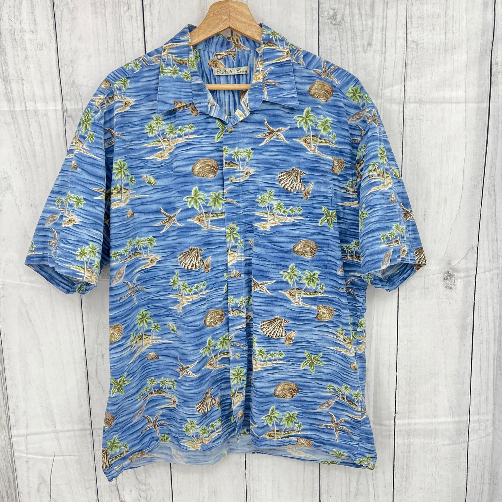 Vintage BATIK BAY (XL) VINTAGE 90's Blue Aloha Dad Shirt Button Up Size US XL / EU 56 / 4 - 1 Thumbnail