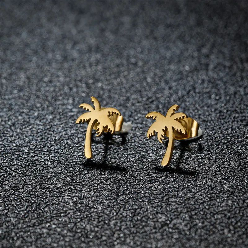 Jewelry Mini Coconut Tree Stud Earrings Charm Earring Gift Size ONE SIZE - 1 Preview