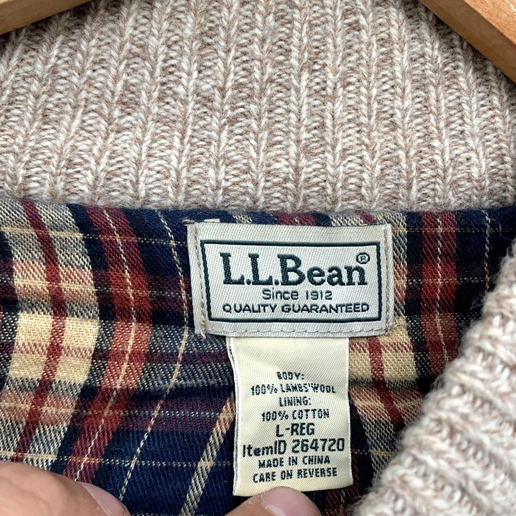 Vintage LL Bean Lambswool Knit Zip Jacket Mens Large Brown Flannel Lined Bomber Jacket 21x27.5 Size US L / EU 52-54 / 3 - 3 Thumbnail