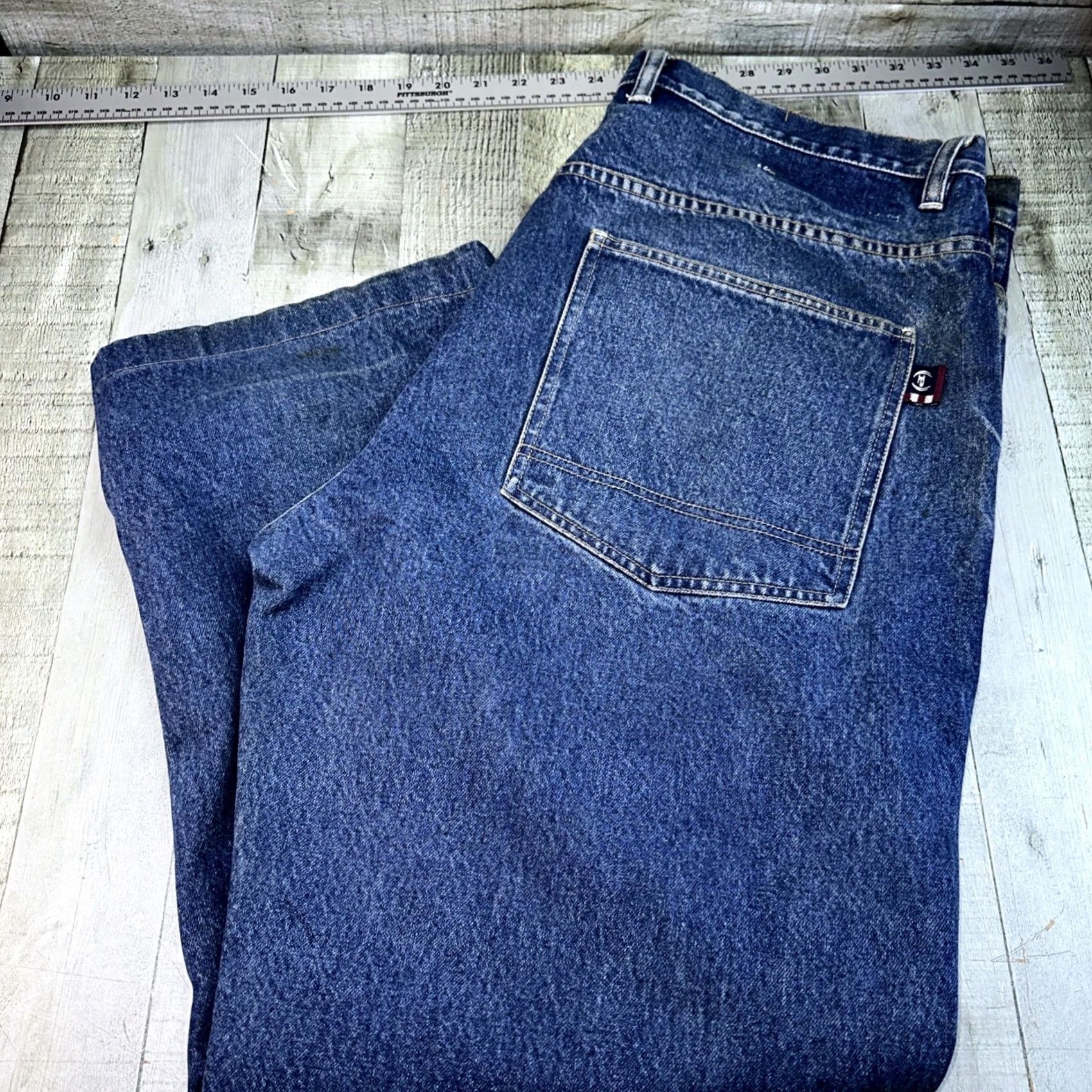 Phat Farm VINTAGE Phat Farm Jeans 38X33 Mens Denim Wide-Leg Baggy 90s Blue Dark Wash Jeans Retro Hip Hop Streetwear Urban Logo Size US 38 / EU 54 - 7 Thumbnail
