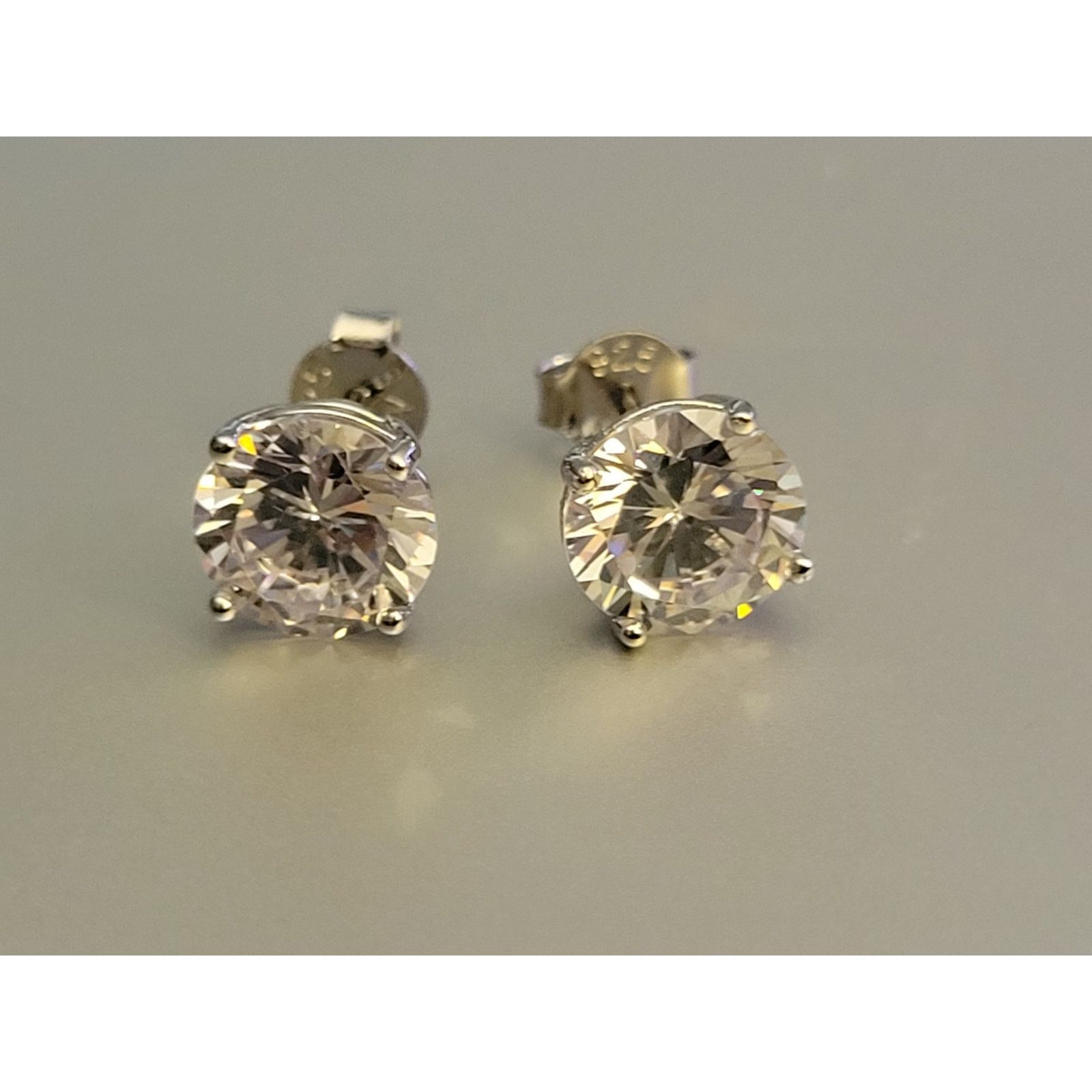 Other Sterling Silver 2 ct Cubic Zirconia Stud Earrings Size ONE SIZE - 3 Thumbnail