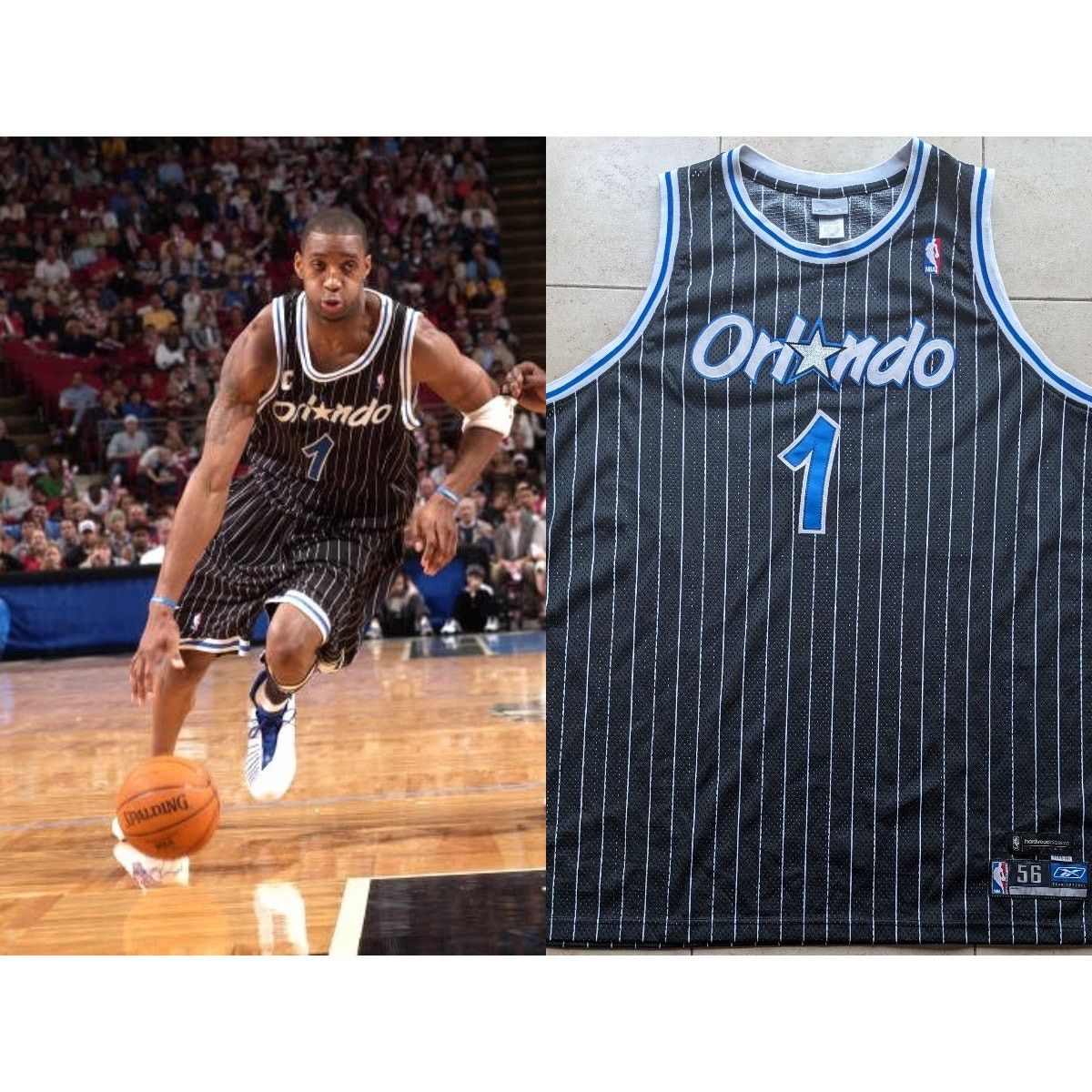 MCGRADY Orlando Magic Authentic SEWN jersey 56 black NBA vtg