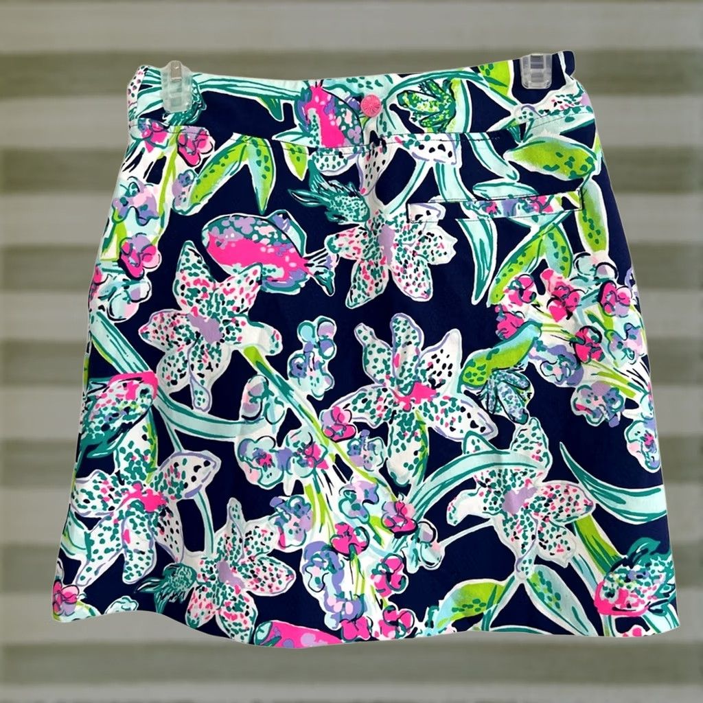 Lilly Pulitzer Lilly Pulitzer Women's Skort Luxletic Daphne UPF 50+ Looking Sharp Pink Blue 00 Midi Regular Skort Womens Girls Size 24" / US 00 / IT 34 - 1 Thumbnail