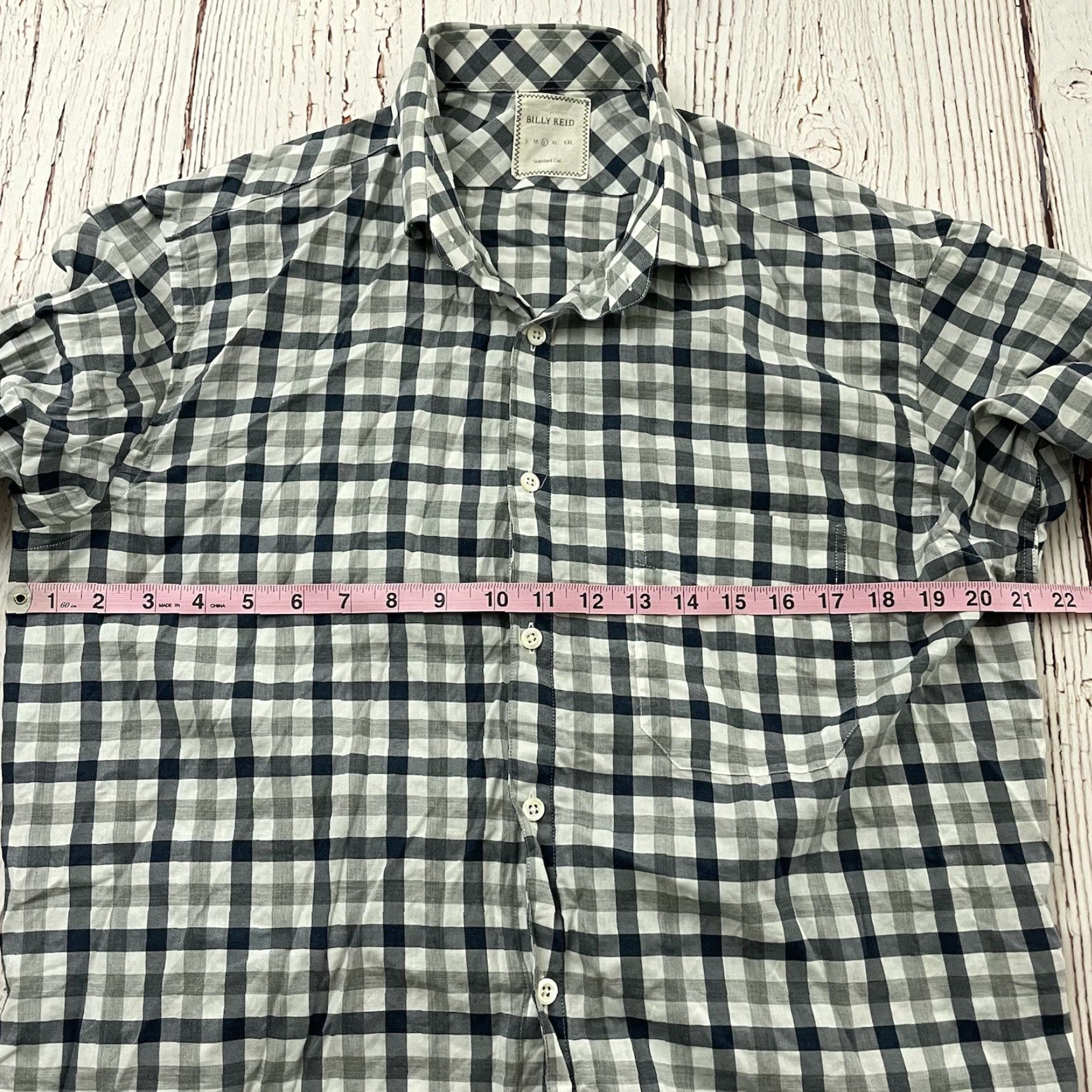Billy Reid Billy Reid Long Sleeve Plaid Button-Up Shirt Men's L Blue Gray Size US L / EU 52-54 / 3 - 4 Thumbnail