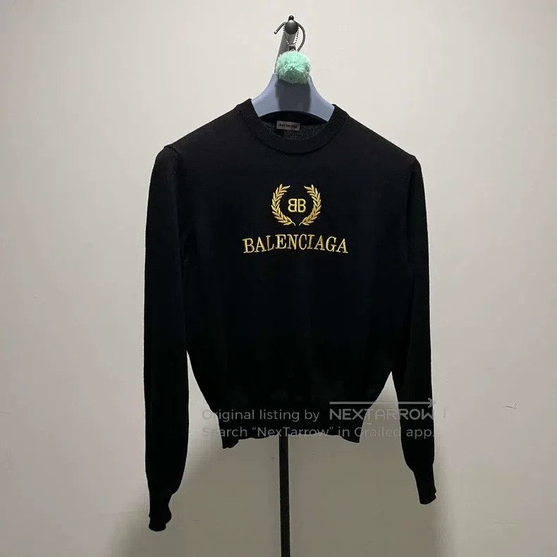 Balenciaga Balenciaga Black and yellow double B wheat pattern knit sw Size S / US 4 / IT 40 - 1 Thumbnail