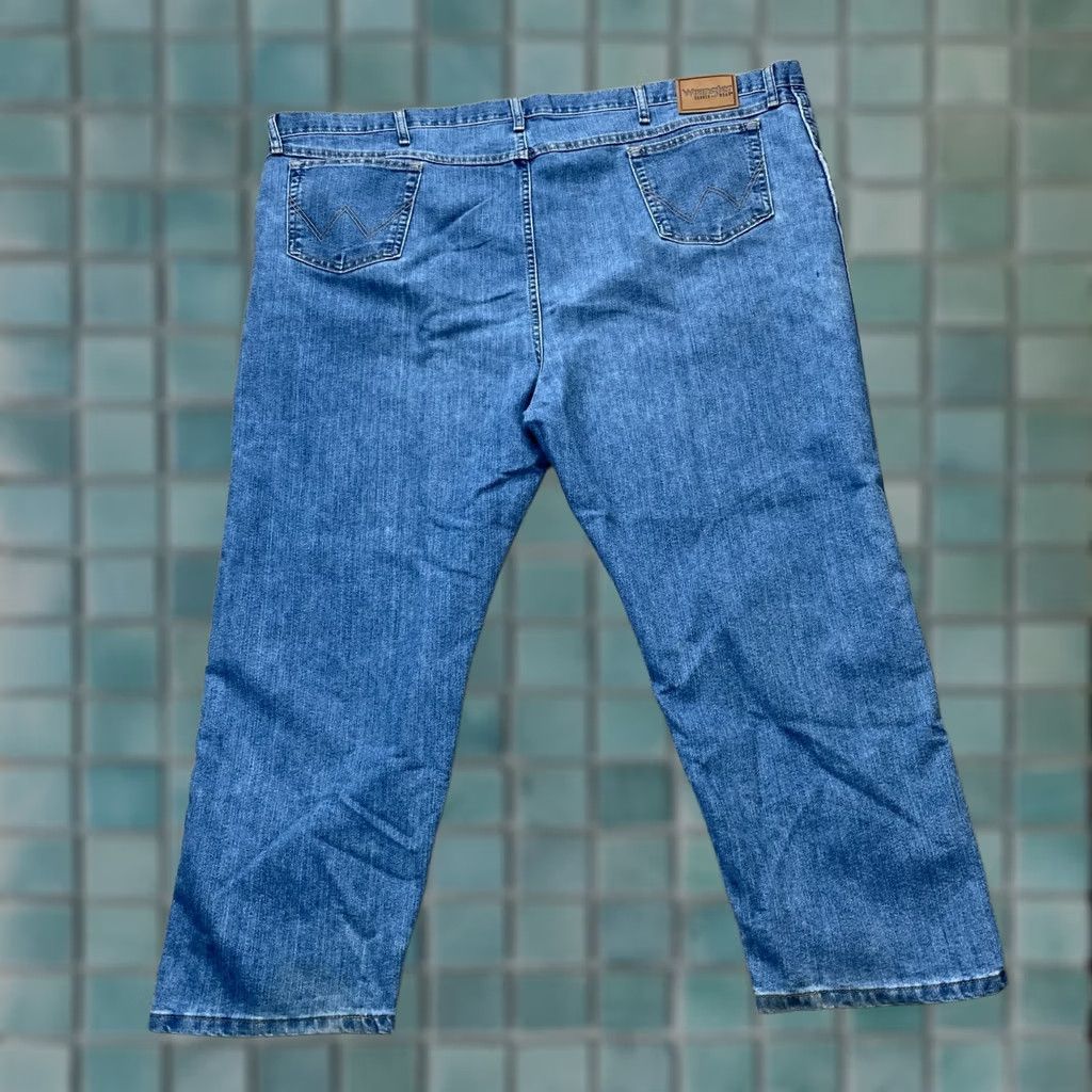 Wrangler VINTAGE Wrangler Jeans Mens 54x28 Blue Cowboy Cut Stretch Flex Straight Denim Work Ranch Jeans Mens 54 Blue Cowboy Western 54x28 Big & Tall Mens Size US 38 / EU 54 - 1 Thumbnail