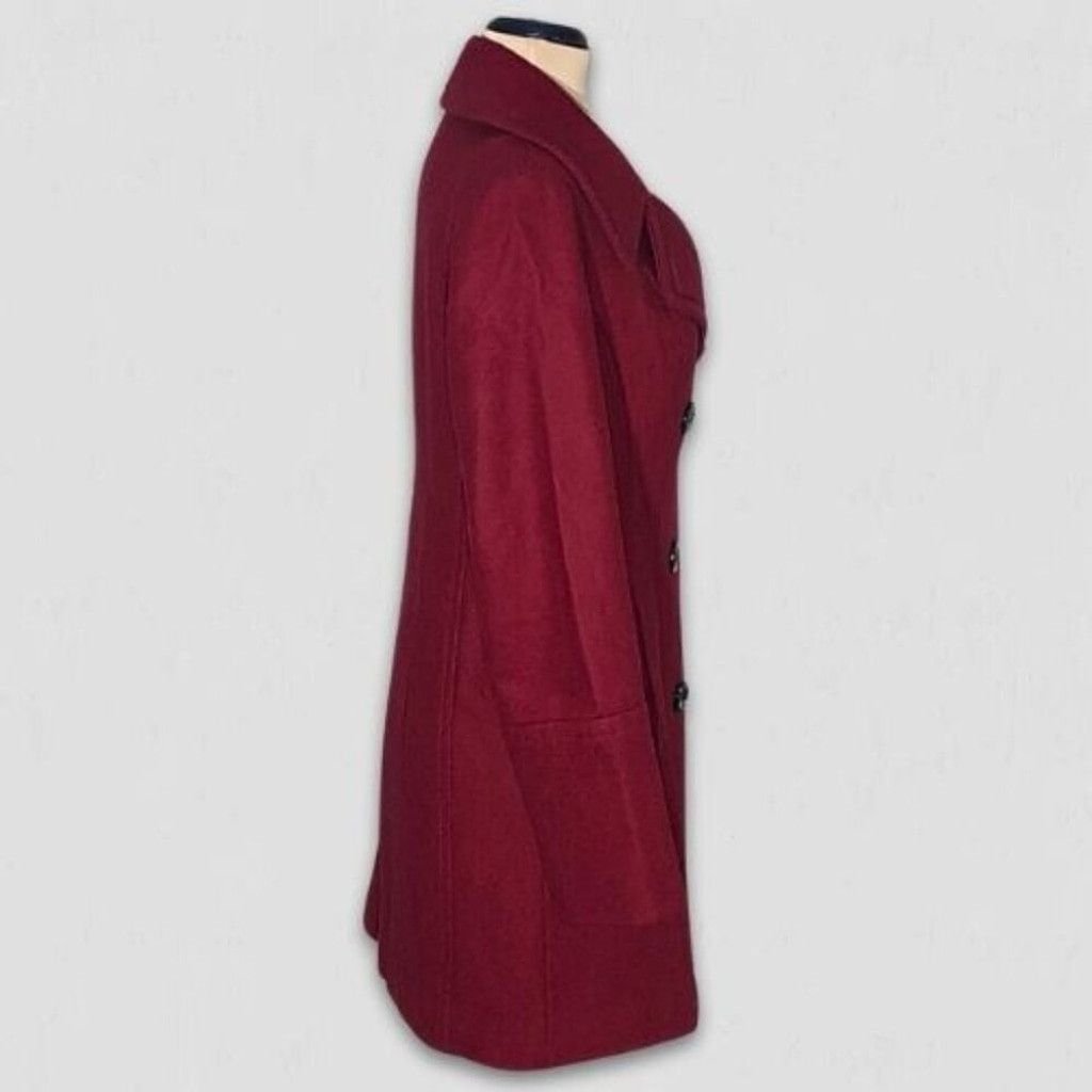 Anne Klein Anne Klein Peacoat Prepy Double Breasted Wool Red Burgundy S Size S / US 4 / IT 40 - 4 Thumbnail