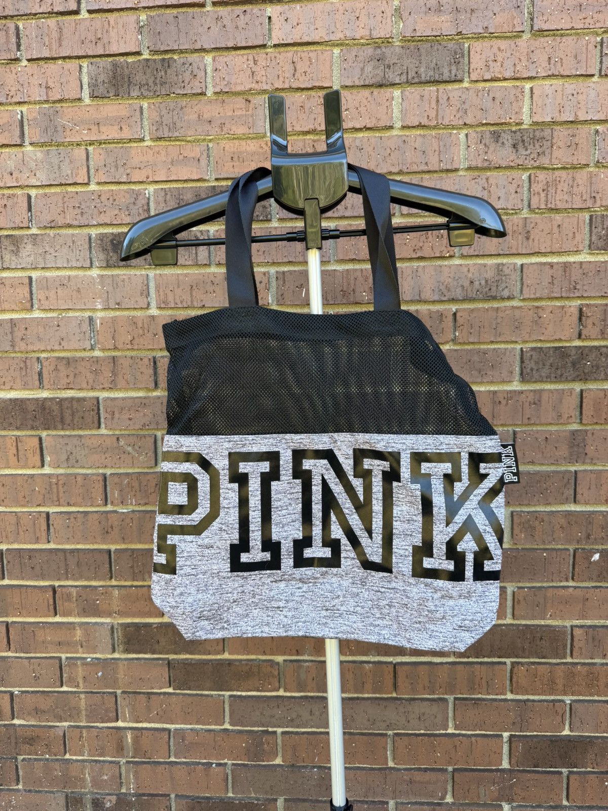 Victoria's Secret Victoria’s Secret PINK Grey Black Mesh Tote Shoulder Bag Size ONE SIZE - 1 Thumbnail