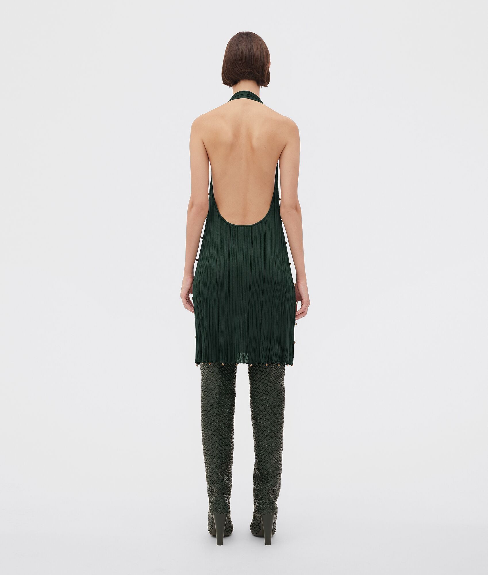 Bottega Veneta o1bcso1str0225 Light Viscose Plissé Dress in Green Size M / US 6-8 / IT 42-44 - 3 Thumbnail
