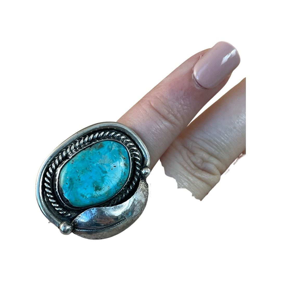 Other Vintage Blue Turquoise Sterling Silver Navajo Ring Sz 4.5 Size ONE SIZE - 9 Thumbnail