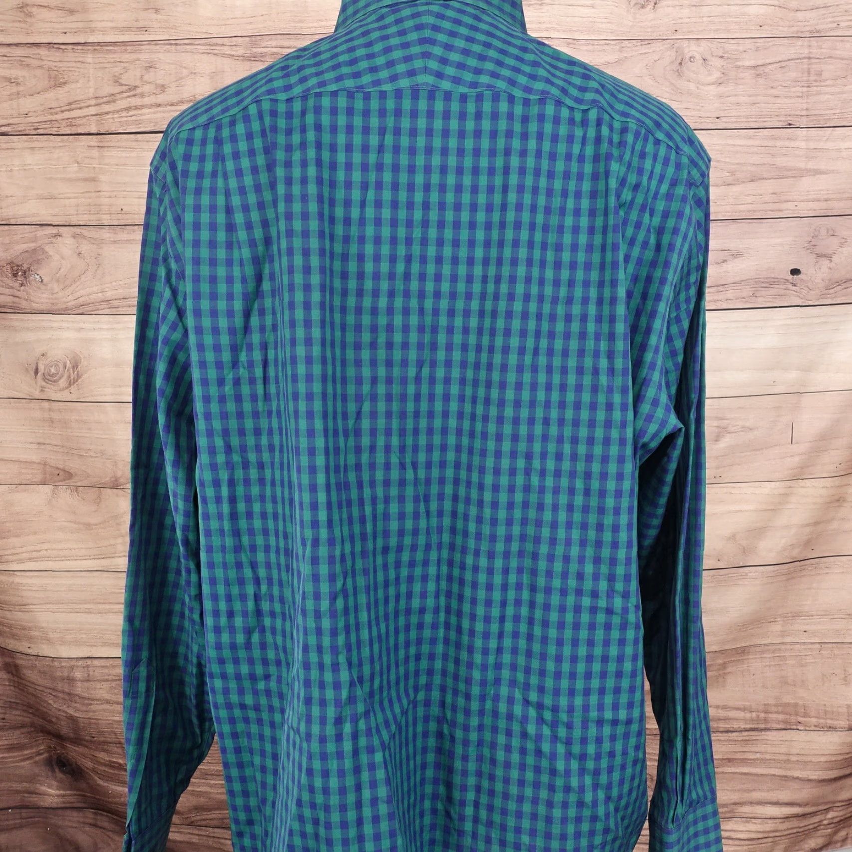 Charles Tyrwhitt CHARLES TYRWHITT NON IRON SLIM FIT GREEN BLUE CHECK BUTTON DOWN SHIRT 2XL Size US XXL / EU 58 / 5 - 6 Thumbnail