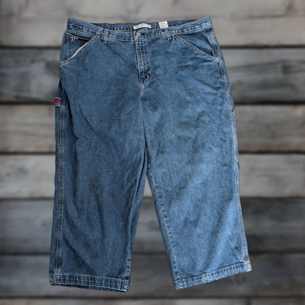 Tommy Hilfiger VINTAGE Tommy Hilfiger Womens Cropped Denim Carpenter Jeans Size 22 Flag Loop Size 40" / US 18 - 1 Thumbnail
