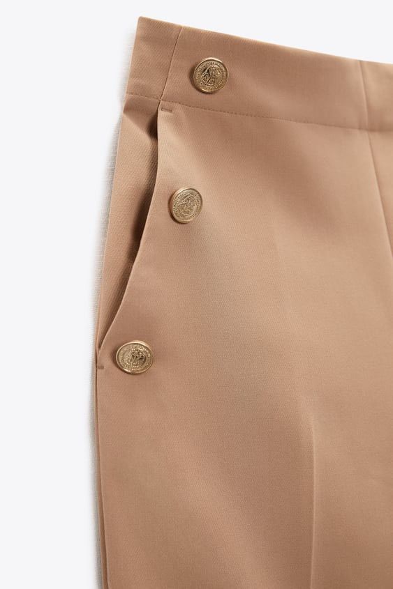 Zara ZARA BUTTONED STRAIGHT CUT TROUSERS SIZE XS Size 26" / US 2 / IT 38 - 2 Thumbnail