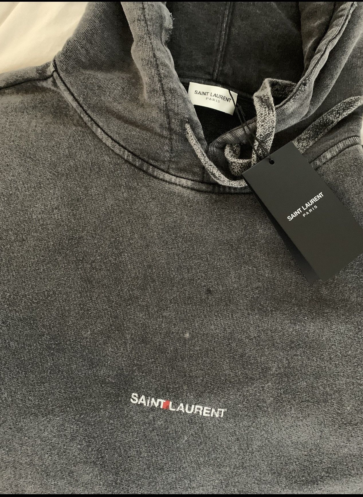 Saint Laurent Paris Saint Laurent Logo Hoodie Distressed Gray SS19 Size US M / EU 48-50 / 2 - 8 Thumbnail