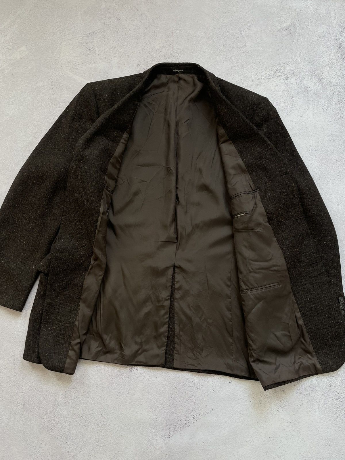 Vintage × Yves Saint Laurent Vintage YVES SAINT LAURENT Blazer Jacket Mens Size 52 Brown Size 52S - 6 Thumbnail
