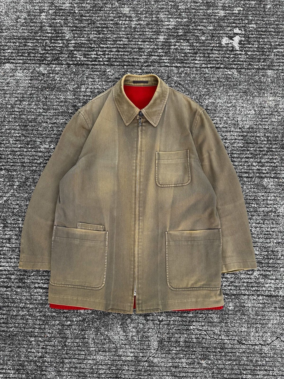 Comme des Garcons Homme Comme des Garcons AW97 Red Knit Lined Field Jacket Size US M / EU 48-50 / 2 - 1 Thumbnail