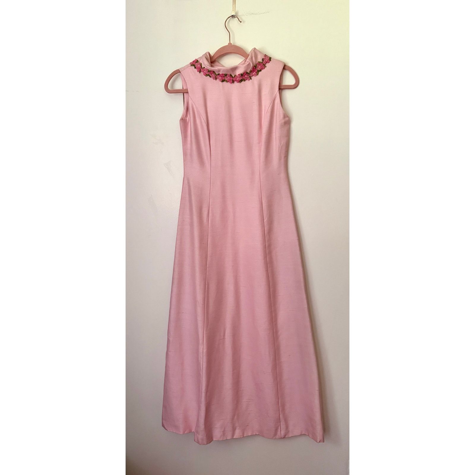 Vintage Vintage 60’s Light Pink Floral Maxi Dress XS Small Romantic Size XS / US 0-2 / IT 36-38 - 1 Thumbnail