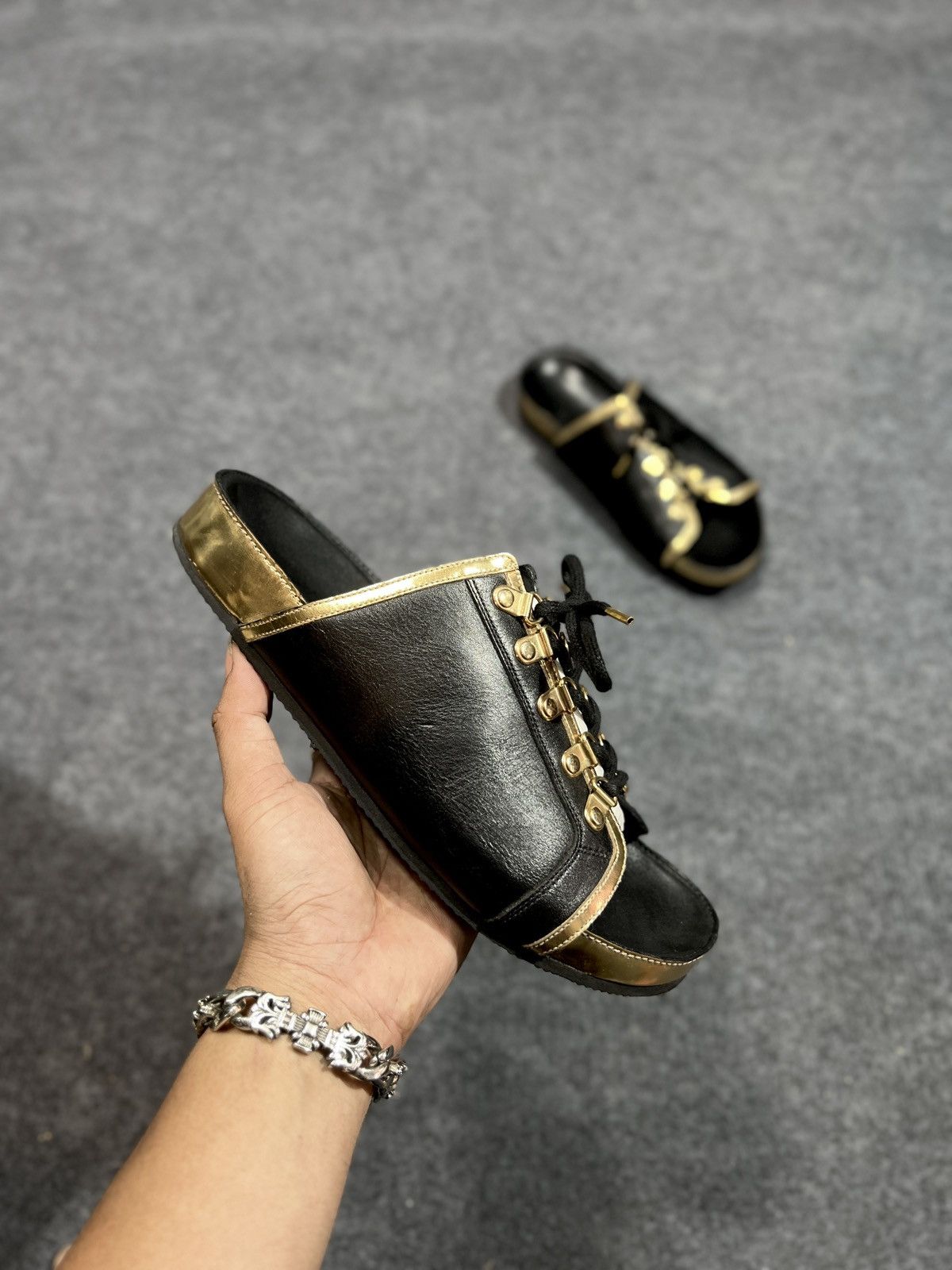 Balmain BALMAIN Two-tone lace-up slide sandals Size US 9 / EU 42 - 6 Thumbnail