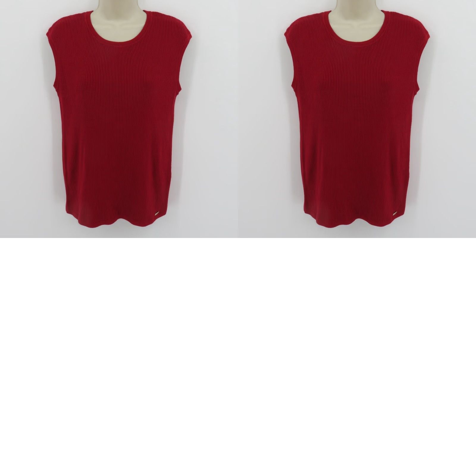 Calvin Klein Calvin Klein Women Large Red Sleeveless Ribbed Pullover Sweater Round Neck - Knit, Casual, Regular Fit, L Size L / US 10 / IT 46 - 8 Thumbnail