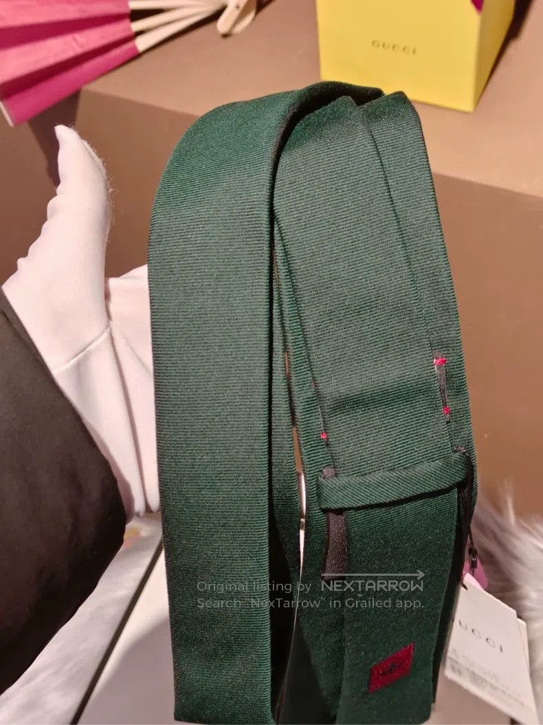 Gucci Gucci Embroidered dark green tie Size ONE SIZE - 5 Thumbnail