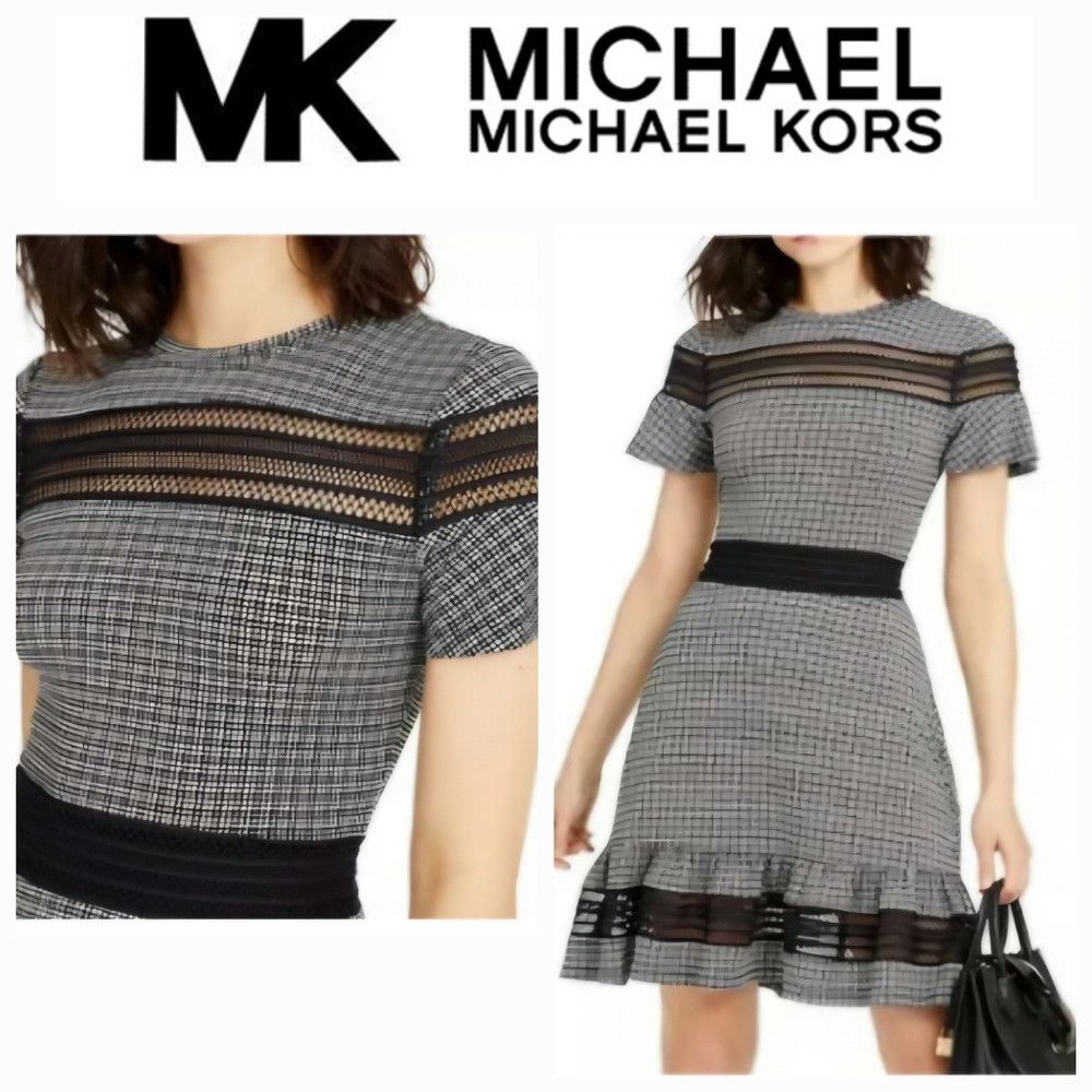 Michael Kors Michael Kors Houndstooth Short Sleeve Mesh Panel See Thru M Size M / US 6-8 / IT 42-44 - 1 Thumbnail