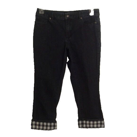 Coldwater Creek Coldwater Creek 8 denim cropped blue jeans Cuffed Plaid Stre Size 30" / US 8 / IT 44 - 2 Thumbnail