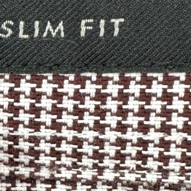 Banana Republic Banana Republic Mens Button-Up Shirt Large Maroon Houndstooth Cotton Non Iron Slim Size US L / EU 52-54 / 3 - 6 Thumbnail