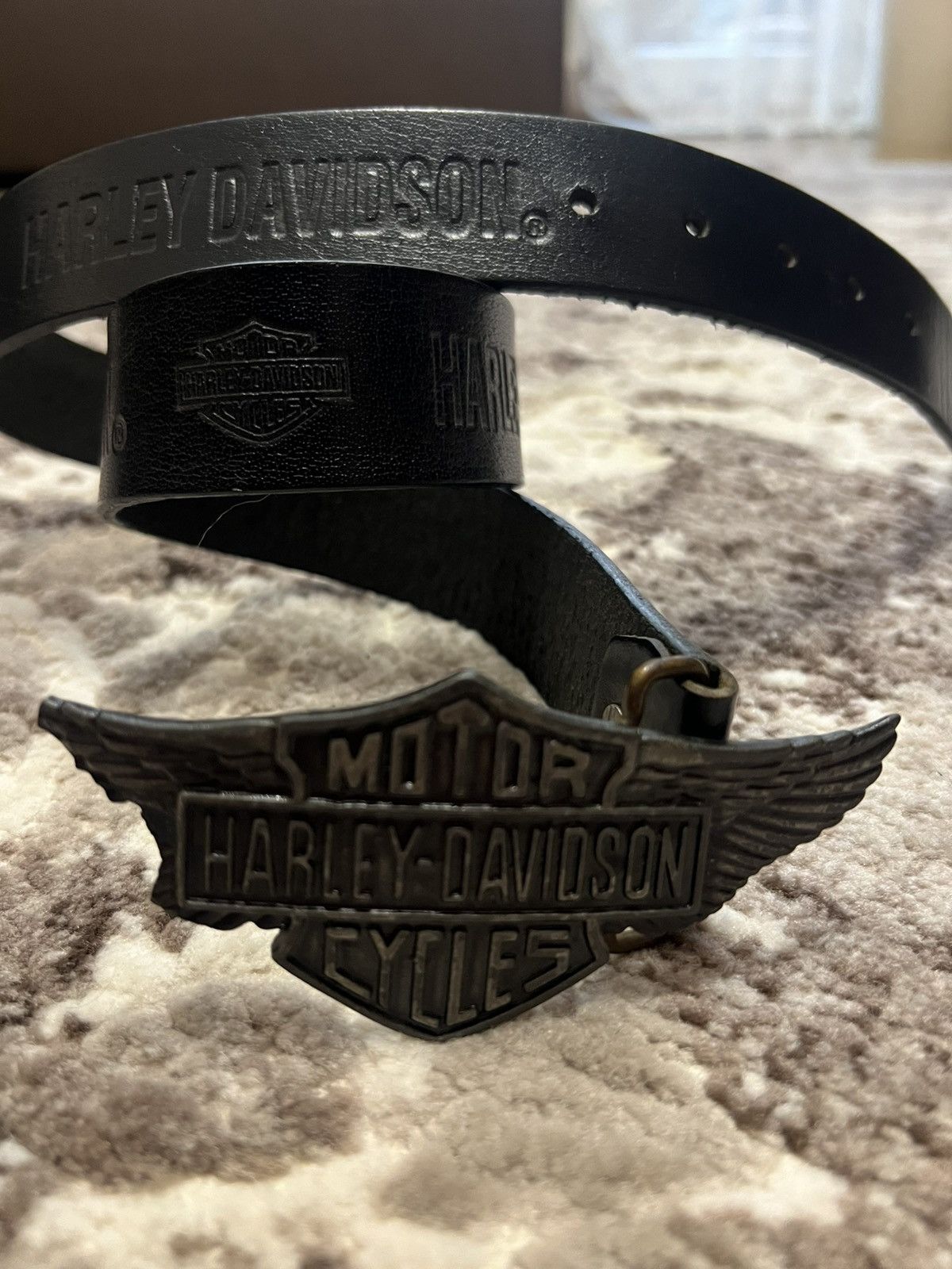 Vintage Harley Davidson🔥Vintage Monogram Leather Belt Size 34 - 3 Thumbnail