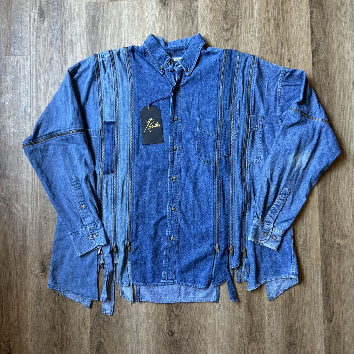 Needles Needles 7 Cuts Zipped Wide Denim Shirt | Grailed